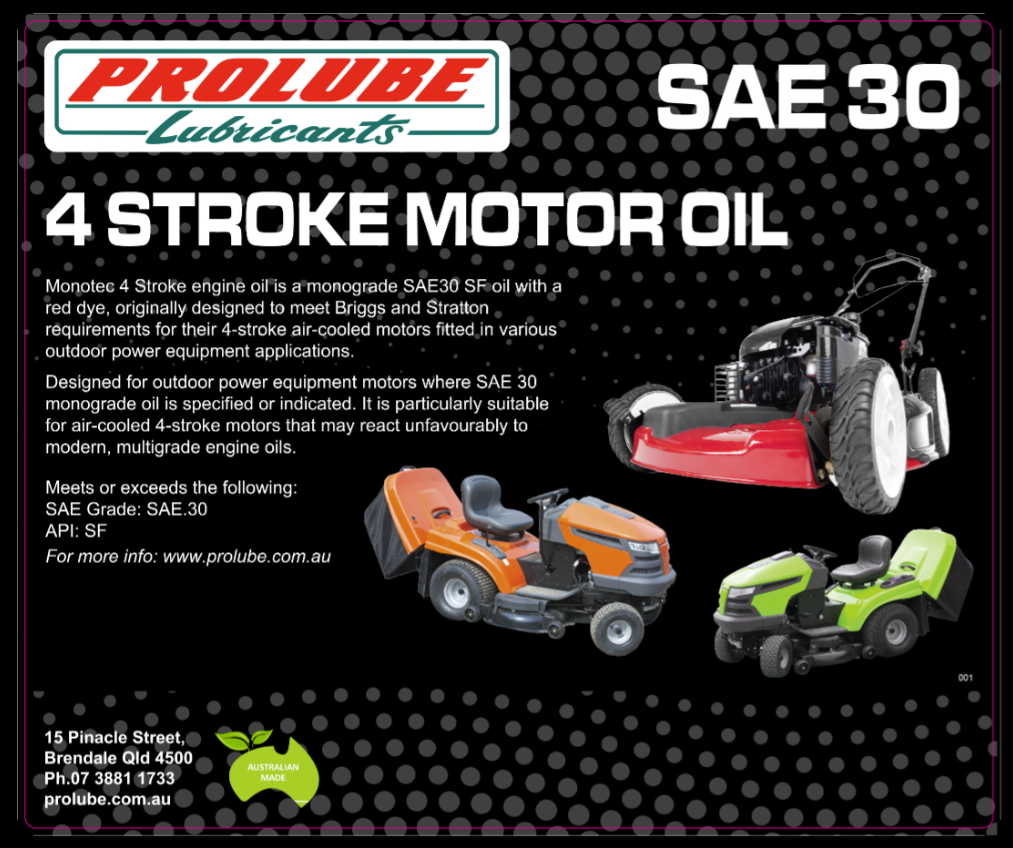 PROLUBE 4 STROKE MOWER OIL SAE 30 1 LITRE